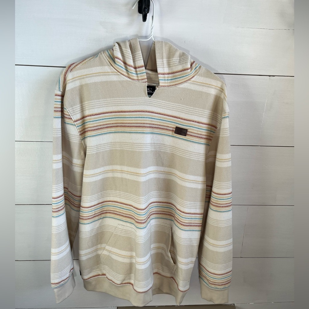 O'Neill Cream Hooded Pullover with Pastel Stripes